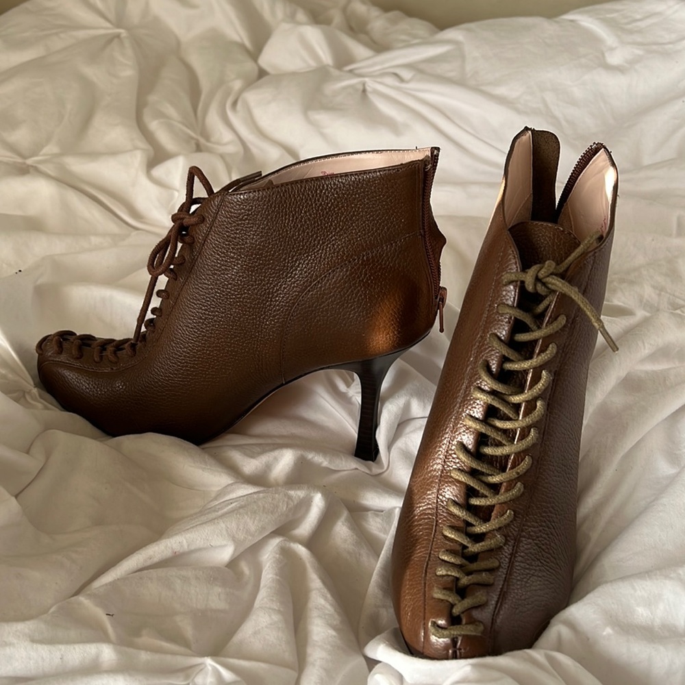Brown Leather booties in size 41 in very good used condition